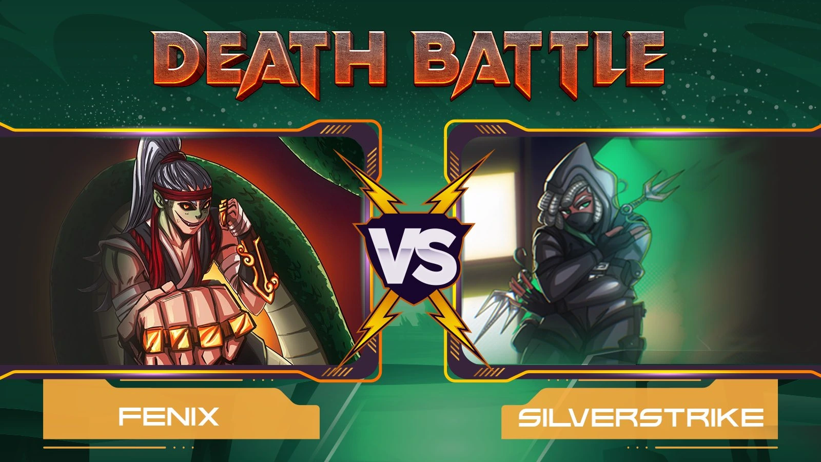 Crystale Death Battle graphic: Fenix versus Silverstrike