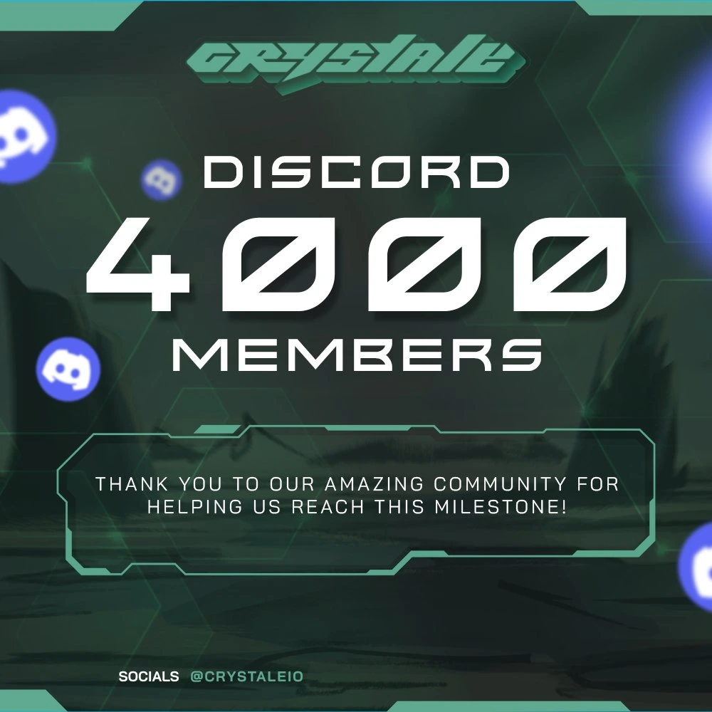 Crystale Discord 4,000 members milestone graphic