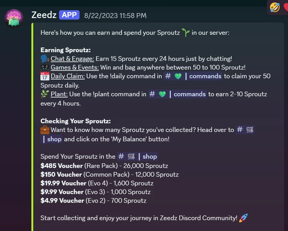 Discord community economy and reward system example